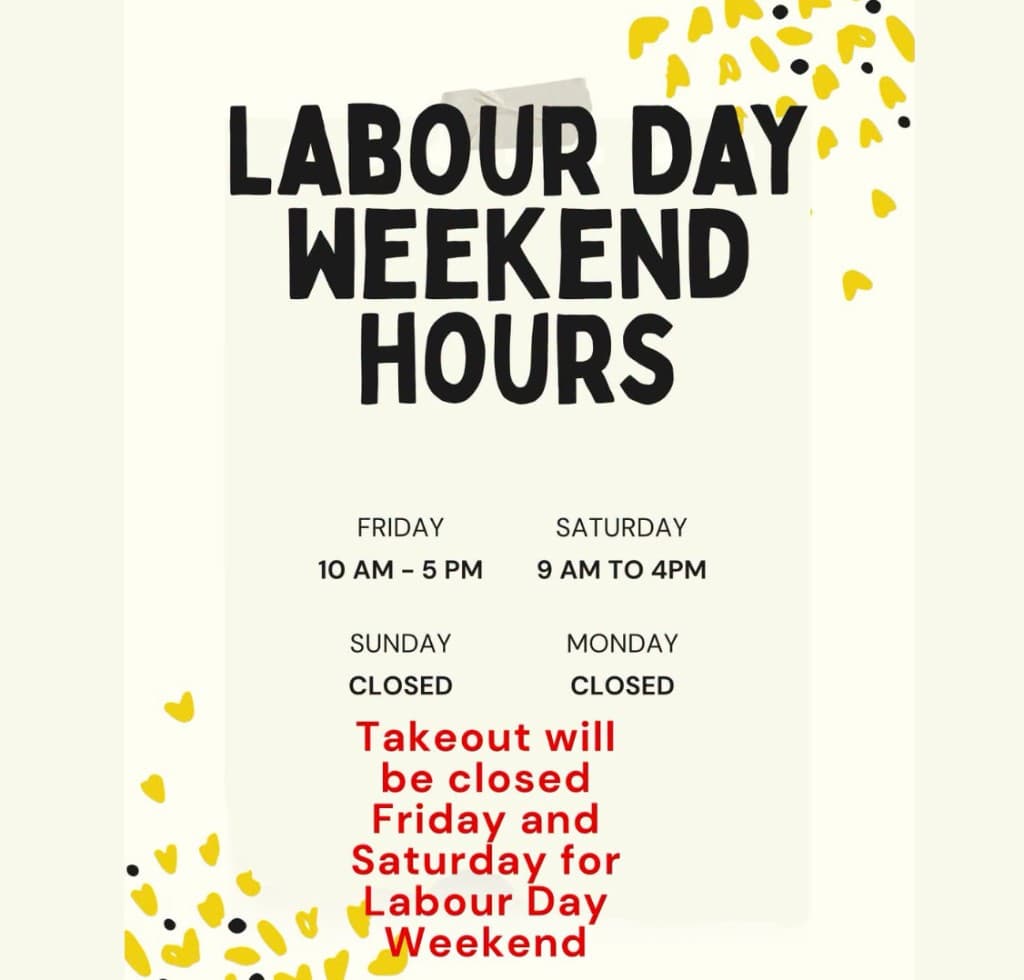 Labour Day weekend store hours notice for Freezerland